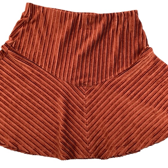 NWT Free People Camden Skirt Ginger Snap Velour Striped Skirt Orange - Picture 7 of 13